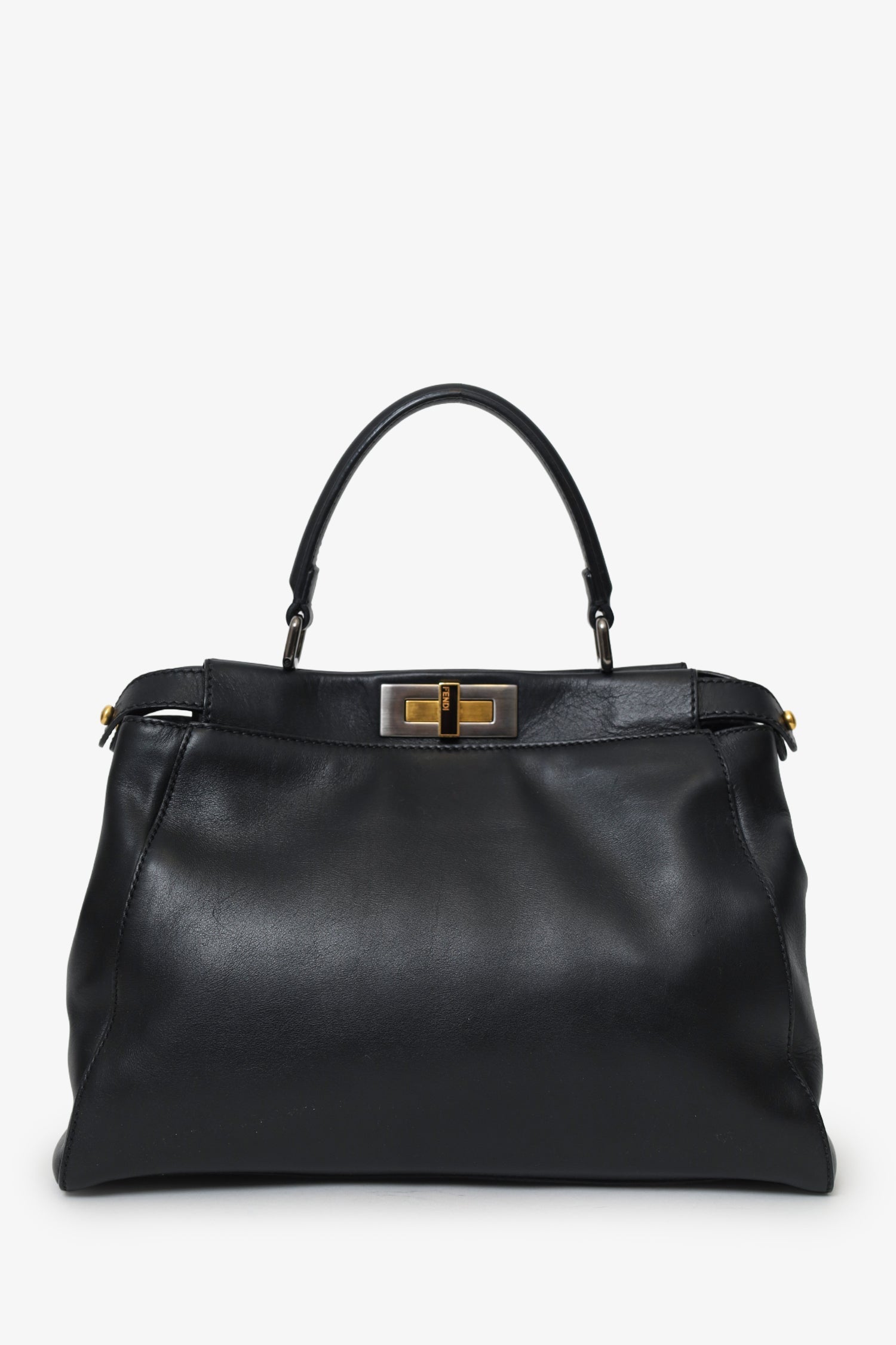 Fendi Handbag Peekaboo Bag With Strap Leather Black