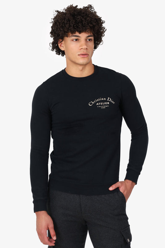 Dior Handbag Homme Cotton 'Atelier' Print Sweatshirt Black