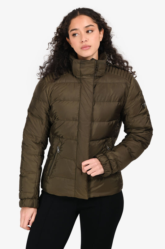 Prada Handbag Khaki Puffer Jacket Nylon Green