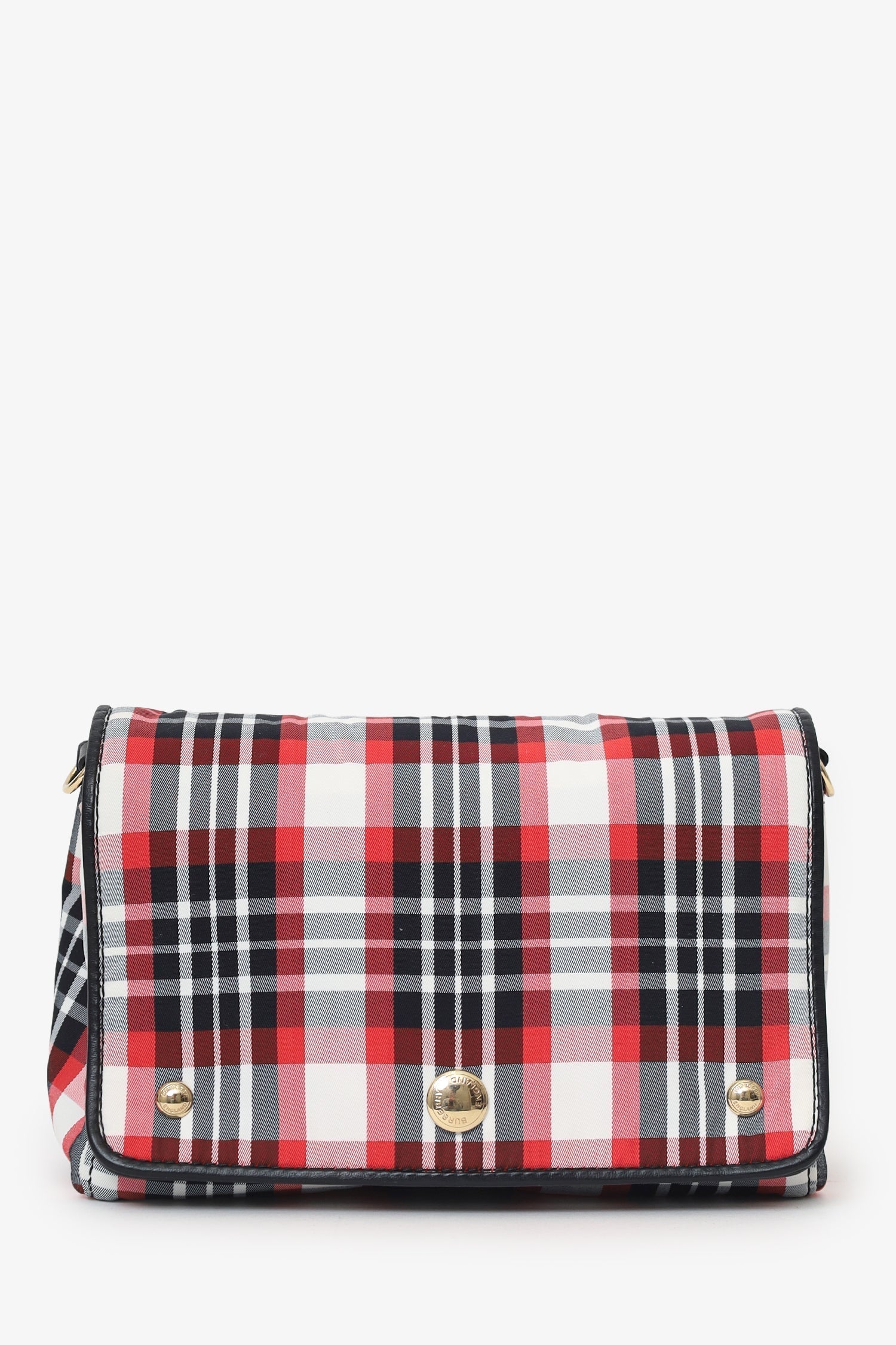 Burberry Hackberry Tartan Crossbody Bag Nylon Red