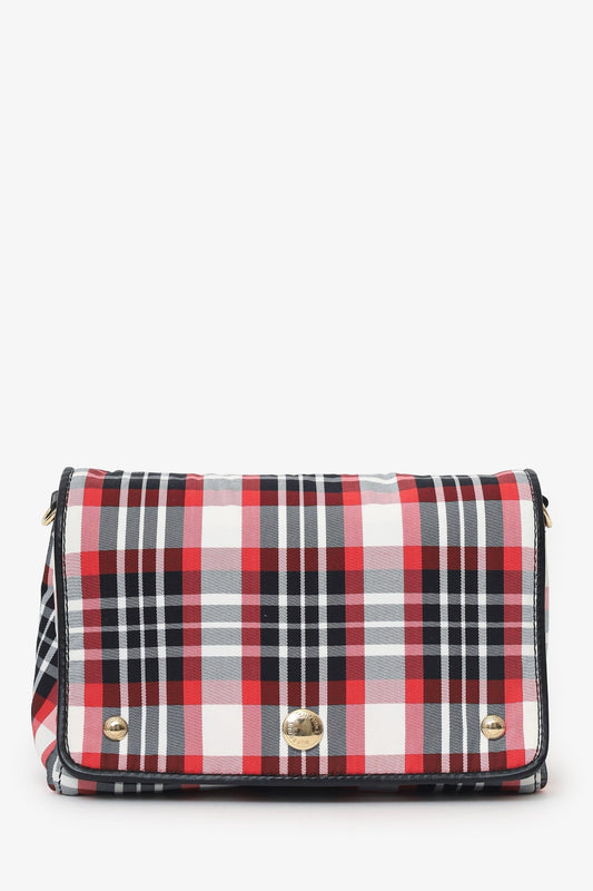 Burberry Hackberry Tartan Crossbody Bag Nylon Red