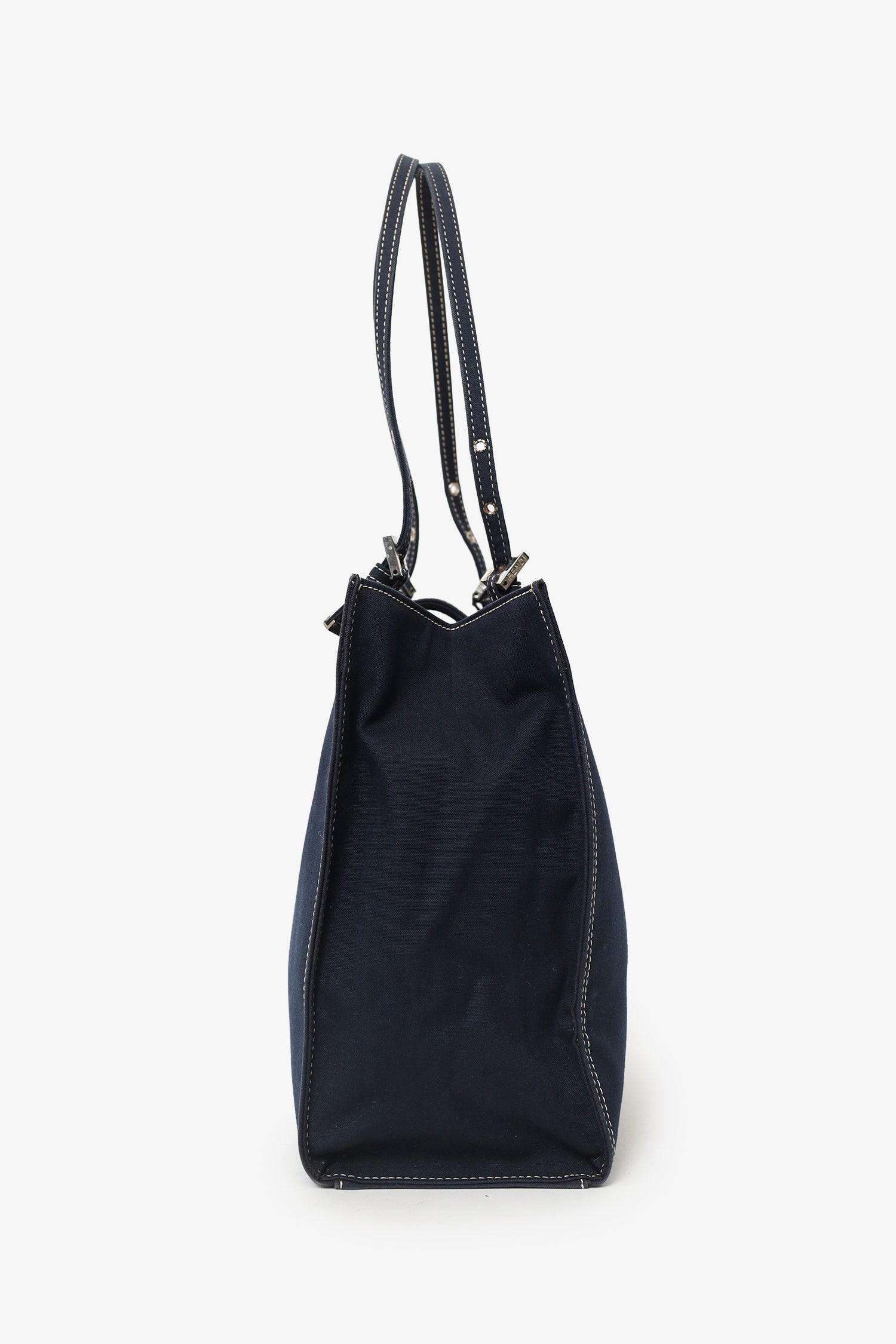 Fendi Baguette Buckle Square Tote Square Denim Blue Shoulder Bag