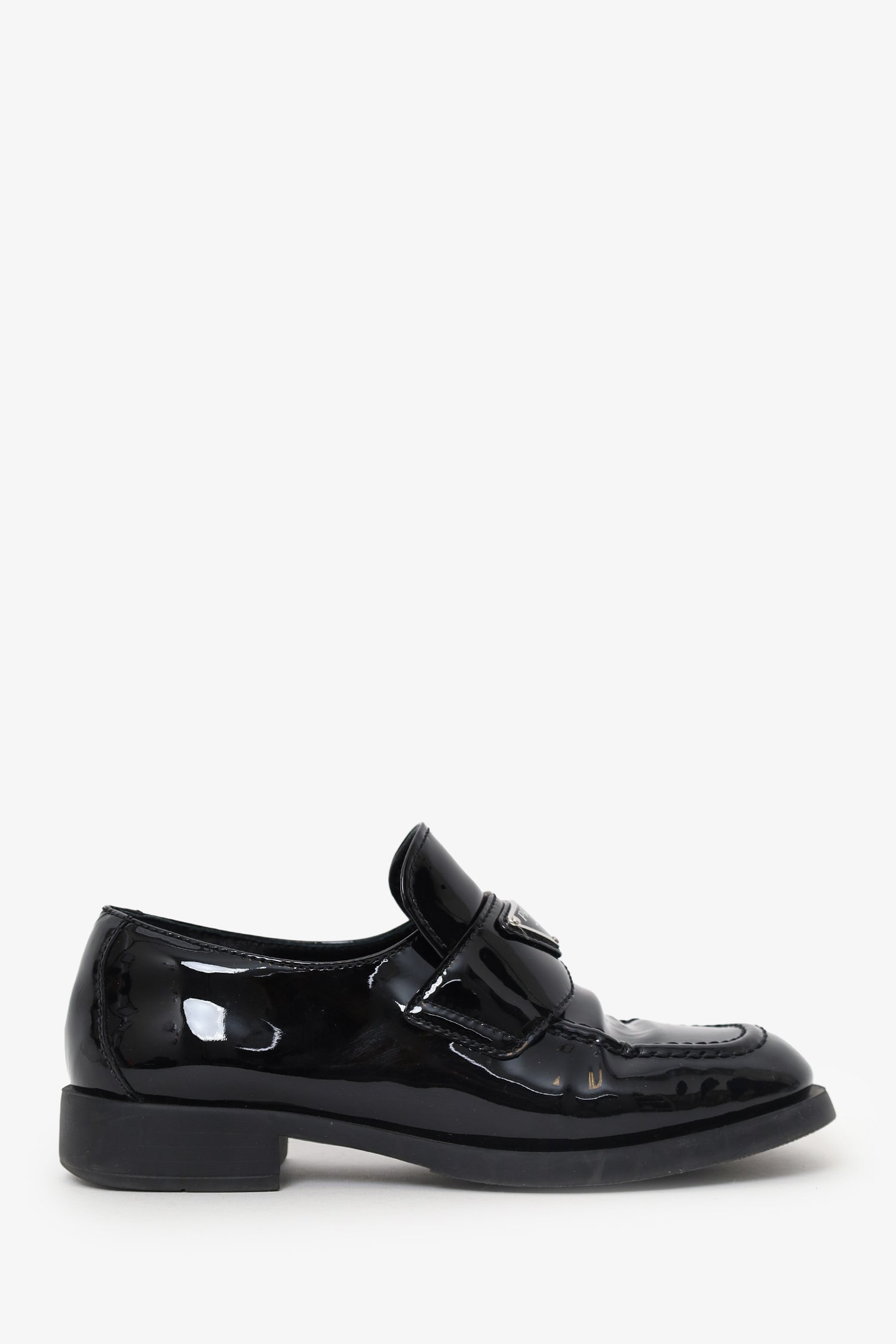 Prada Handbag Loafer Leather Patent Black Shoes