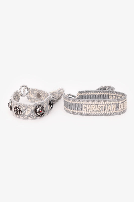 Dior Handbag Christian Grey Friendship Bracelet Duo White Gray Jewelry
