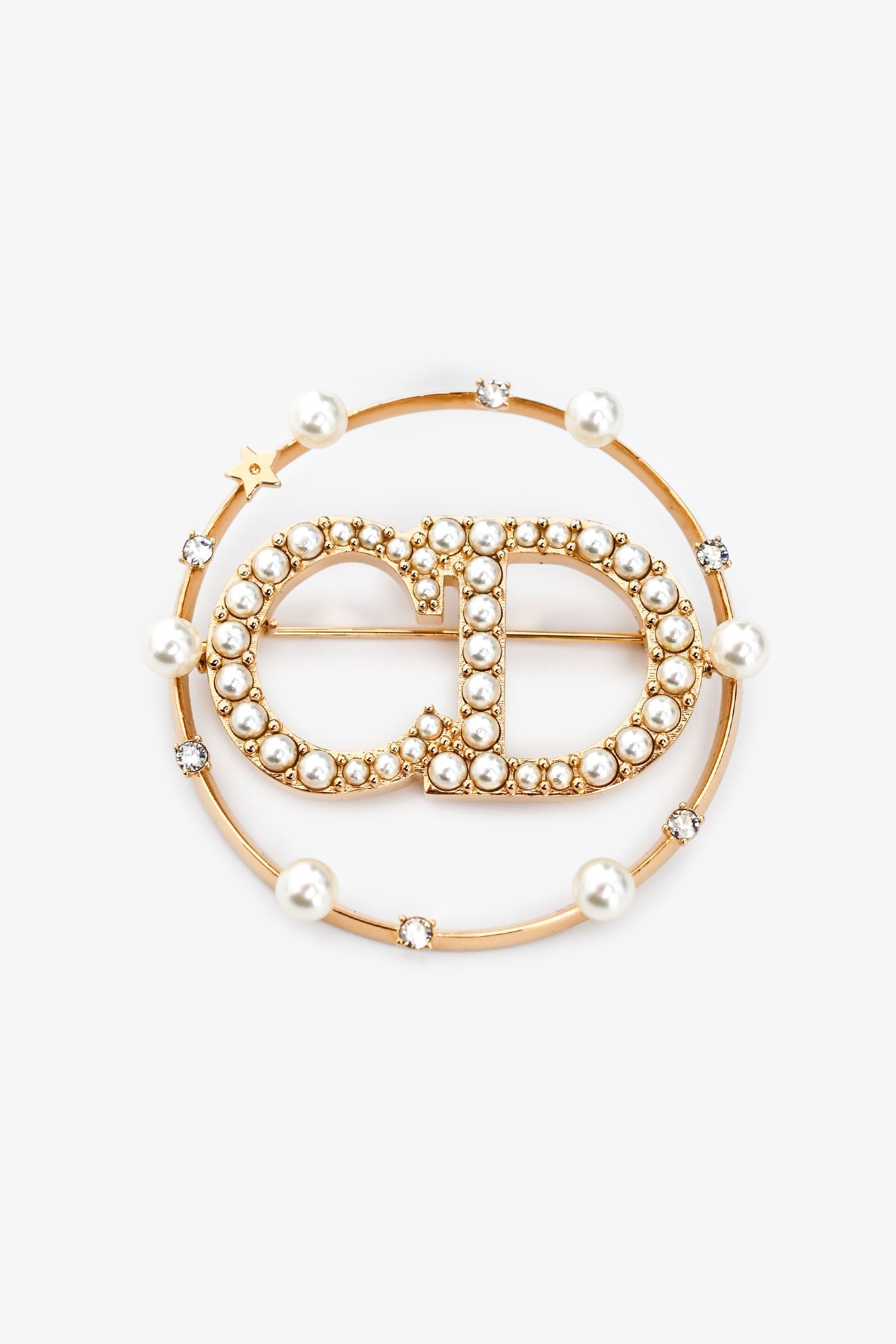 Dior Handbag Christian Tone Faux Pearl Crystal Claire D Gold