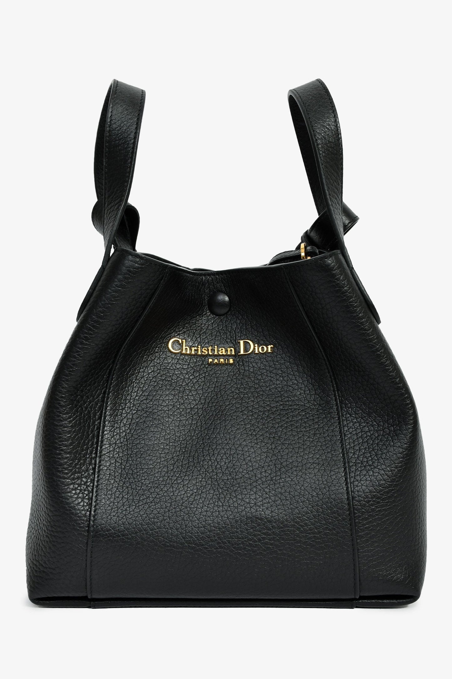 Dior Bag Christian Grained Calfskin with Strap Black Bucket Bucket Bag