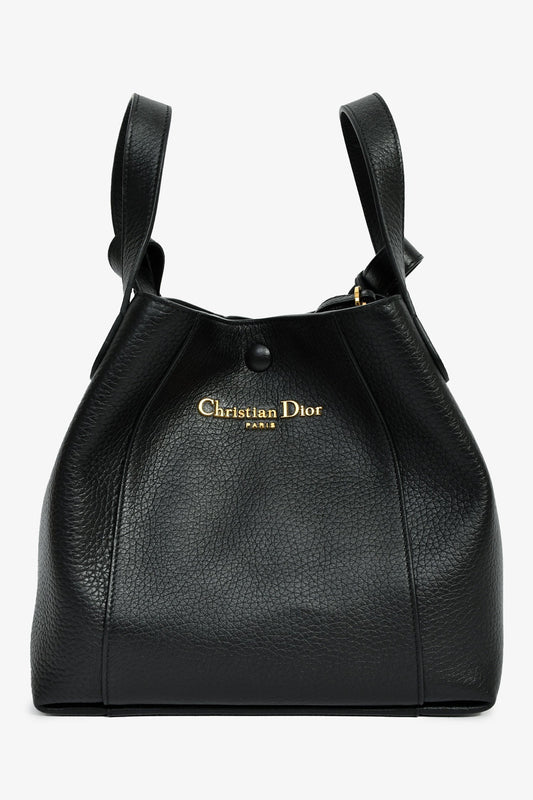 Dior Bag Christian Grained Calfskin with Strap Black Bucket Bucket Bag