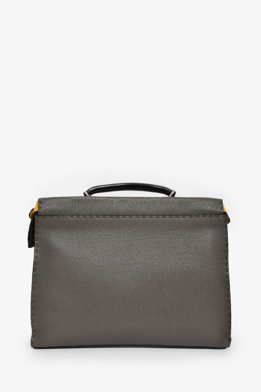 Fendi Taupe Selleria Peekaboo Briefcase Handbag Leather Large Travel Bag