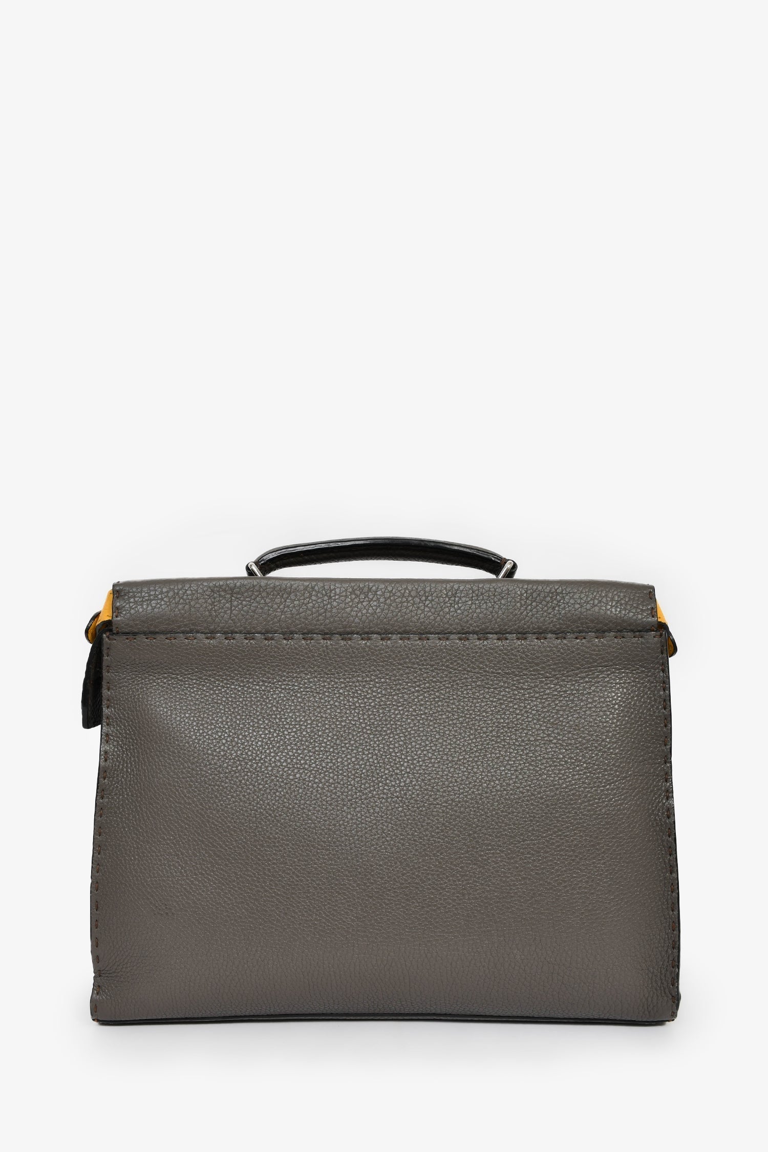 Fendi Handbag Taupe Selleria Peekaboo Briefcase Leather Large