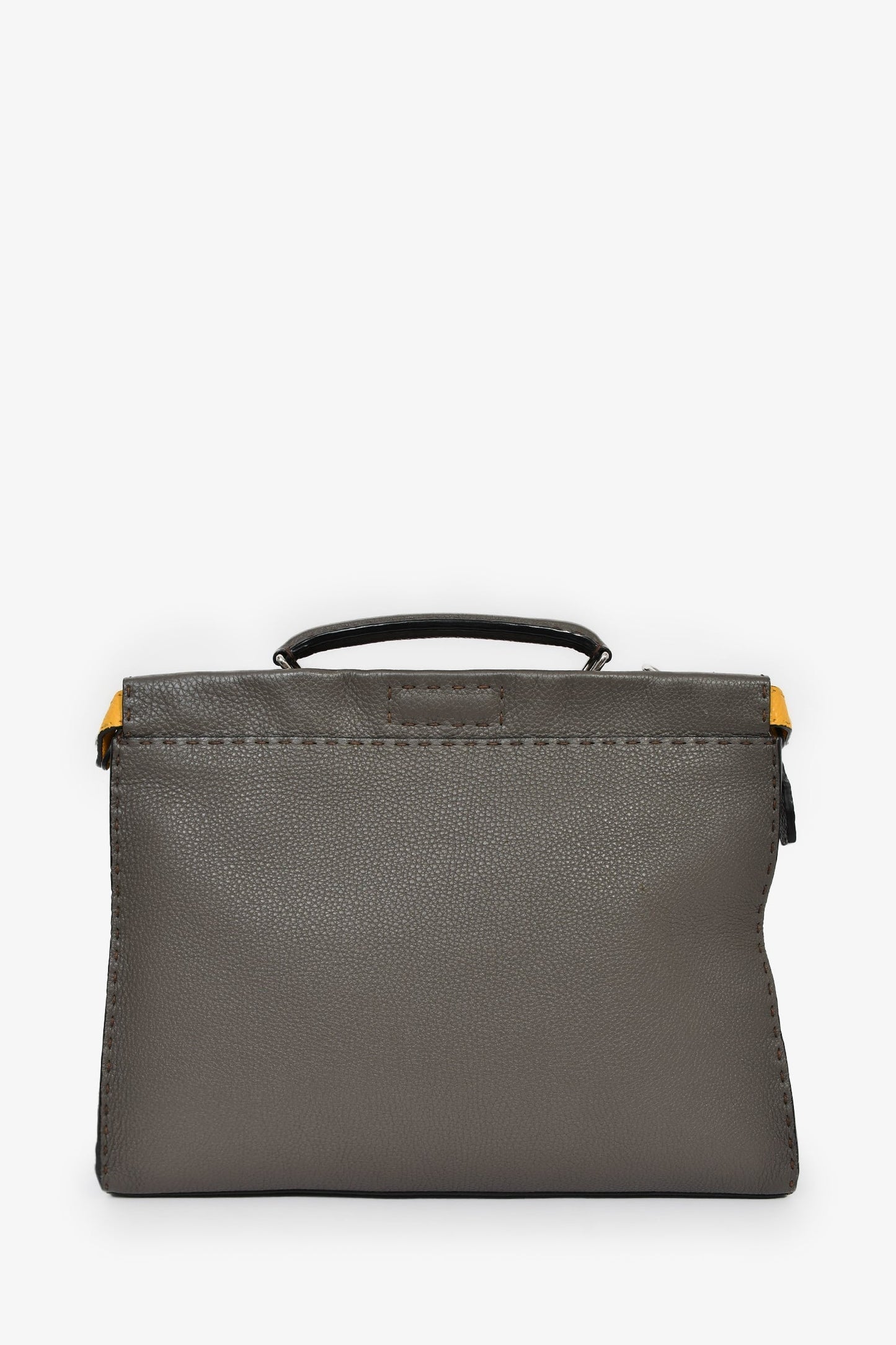 Fendi Taupe Selleria Peekaboo Briefcase Handbag Leather Large Travel Bag