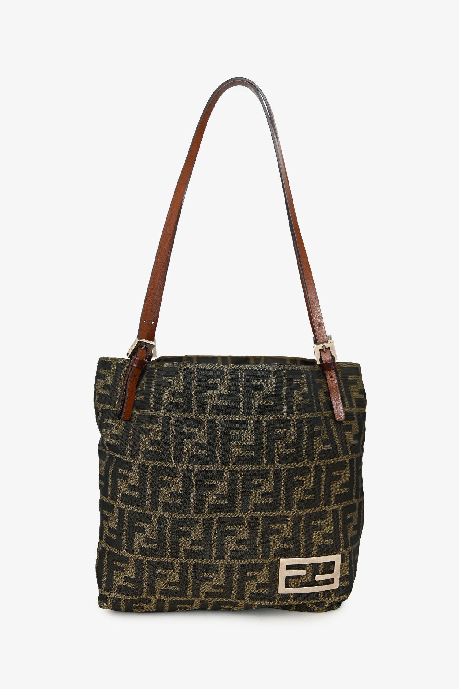 Fendi Zucca Jacquard Baguette Tote Bag Canvas Brown Shoulder Bag