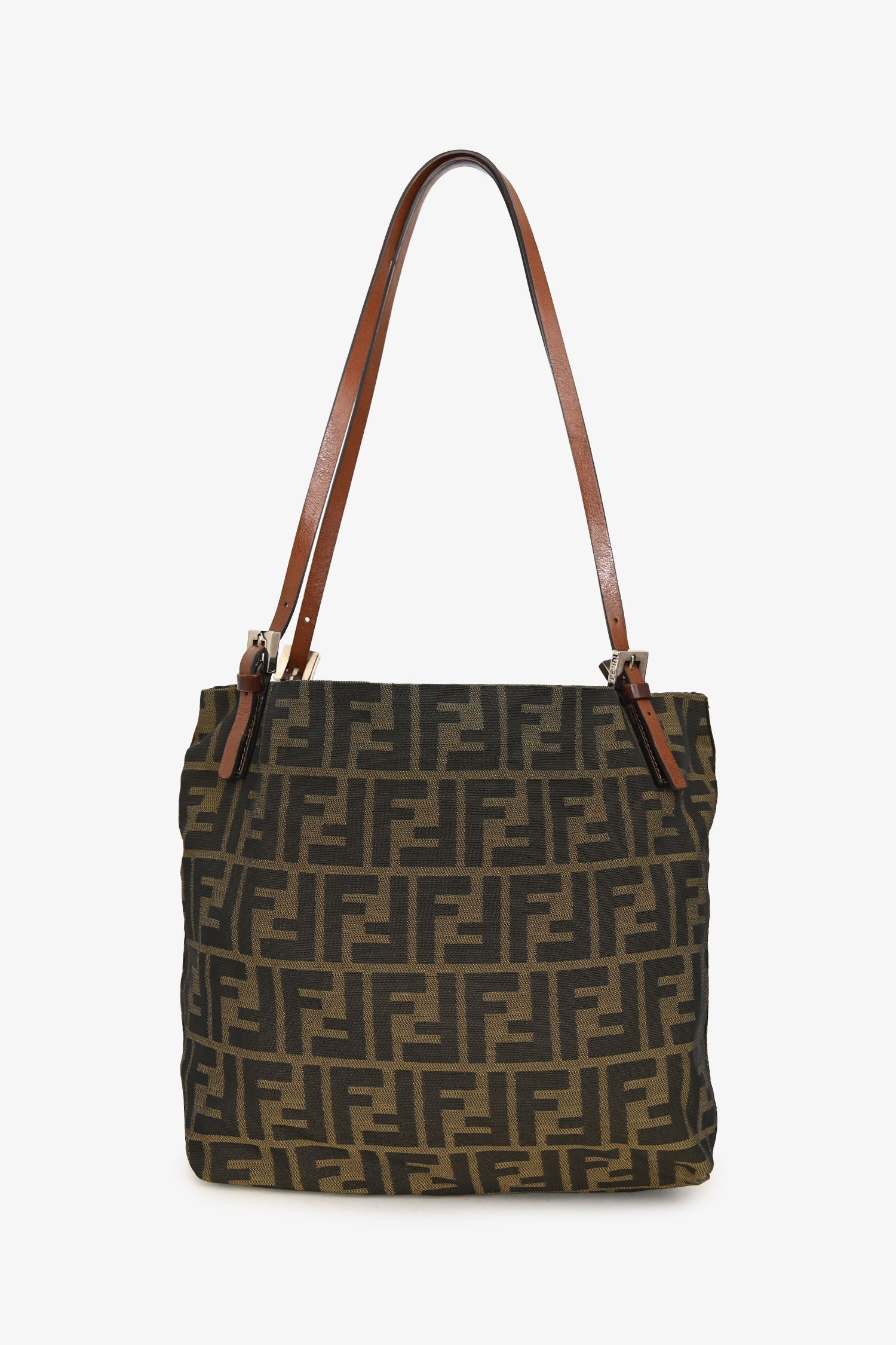 Fendi Zucca Jacquard Baguette Tote Bag Canvas Brown Shoulder Bag
