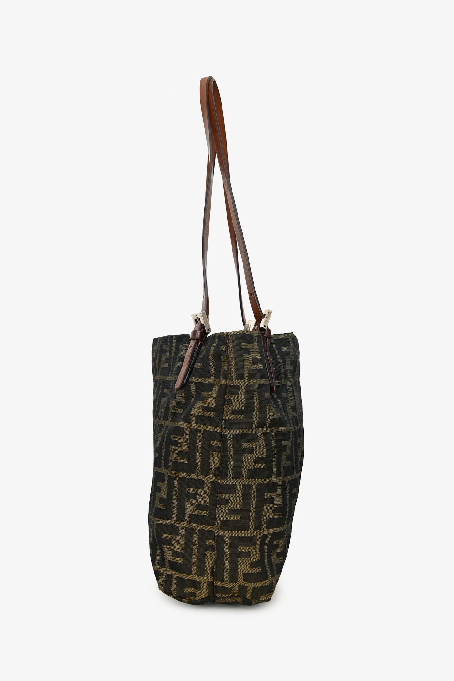 Fendi Zucca Jacquard Baguette Tote Bag Canvas Brown Shoulder Bag