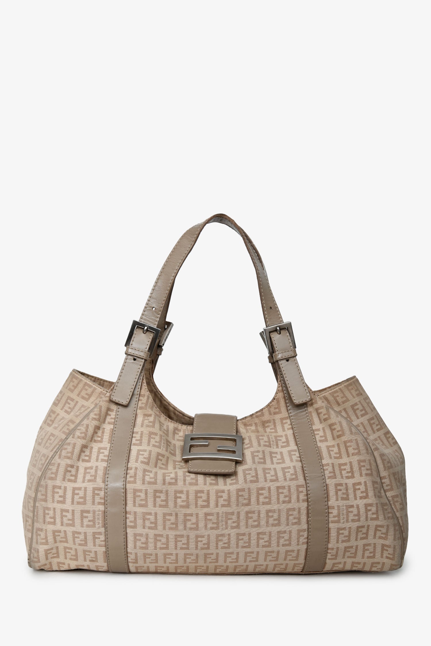Fendi Shoulder Bag FF Zucca Hobo Canvas Beige