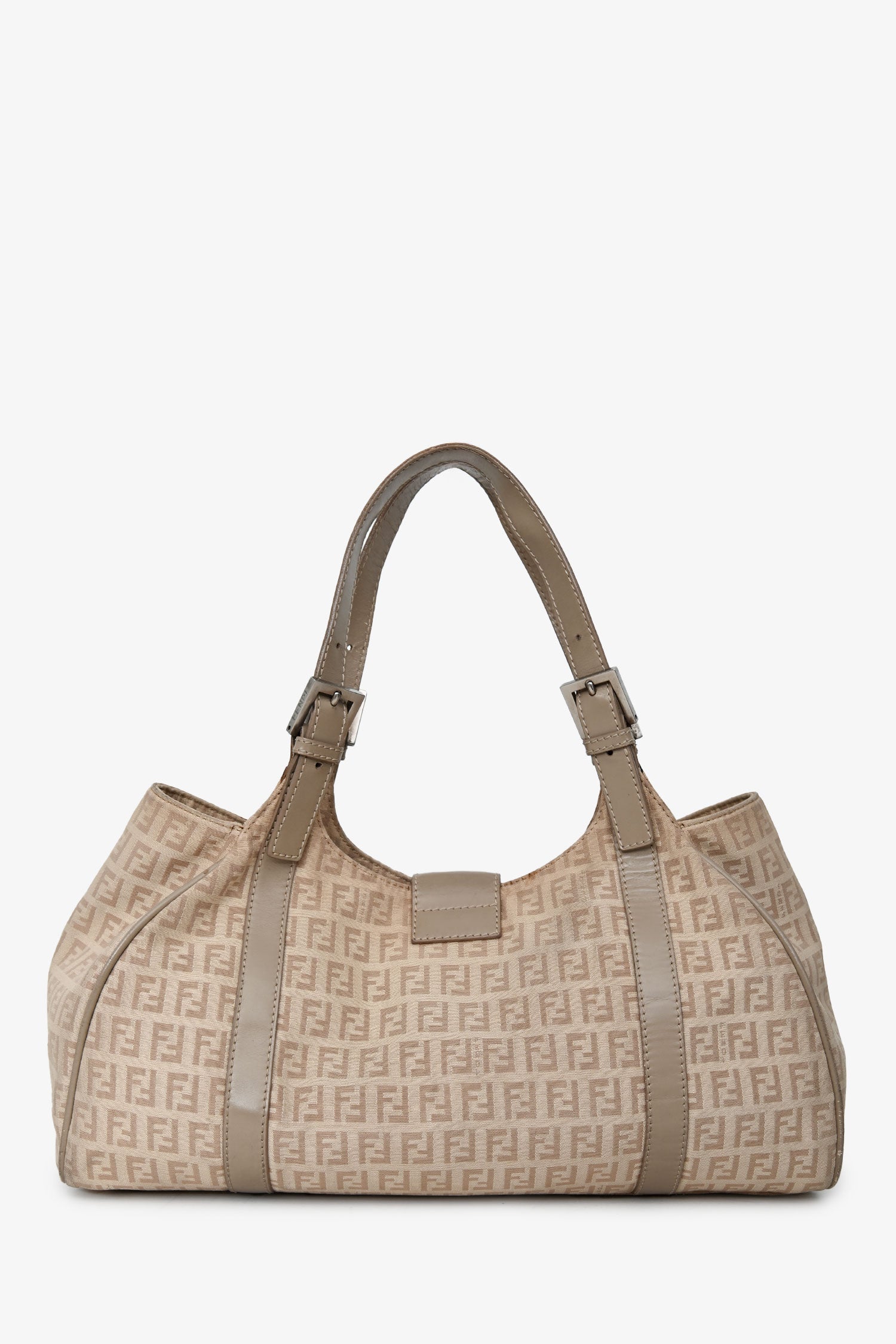 Fendi Ff Zucca Hobo Shoulder Bag Canvas Beige