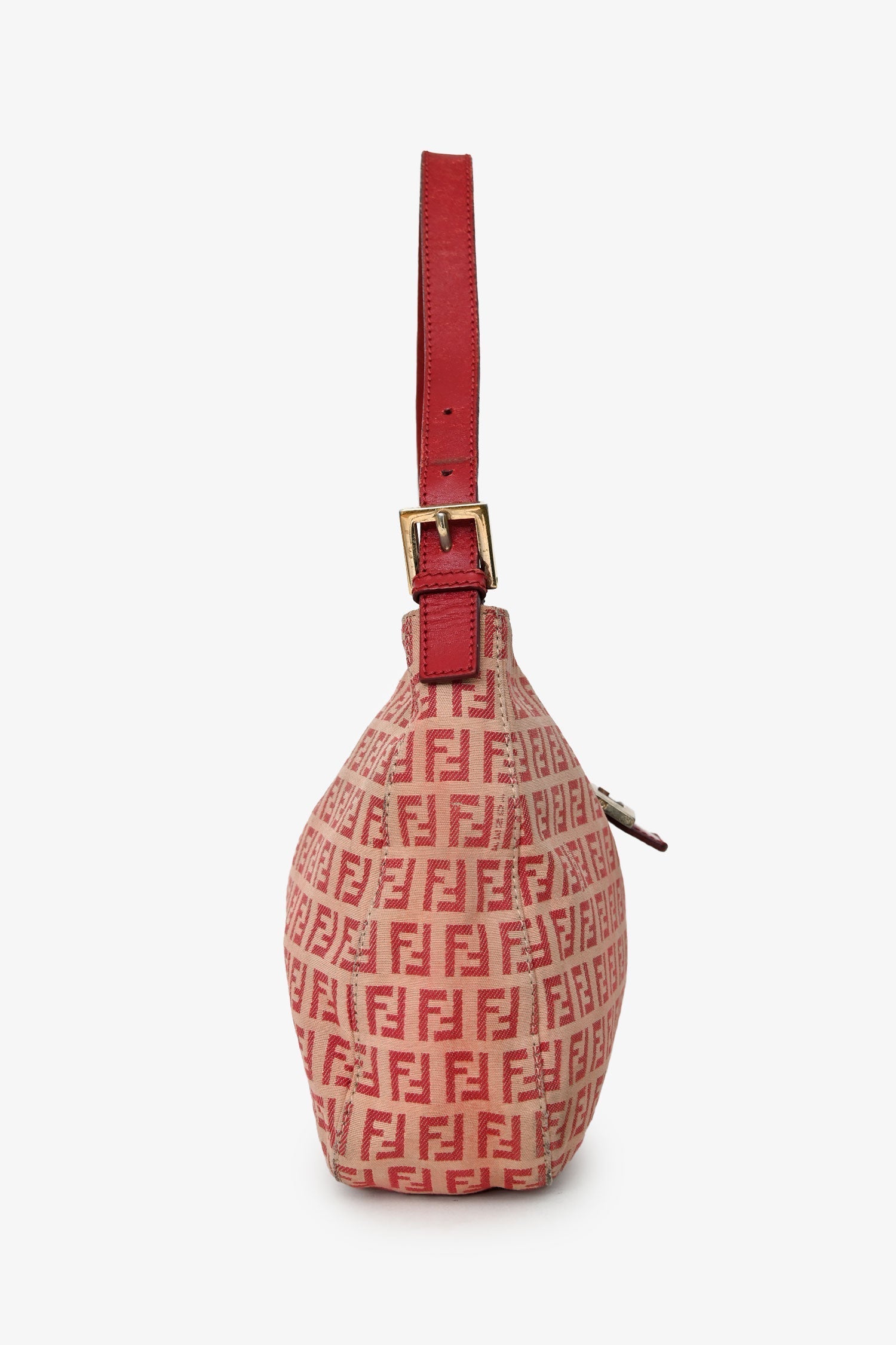 Fendi Ff Zucca Baguette Shoulder Bag Beige Red