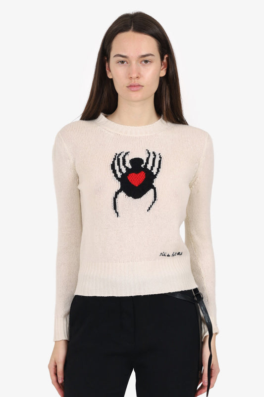 Dior Handbag Christian Cashmere Spider Knit Sweater Black Cream