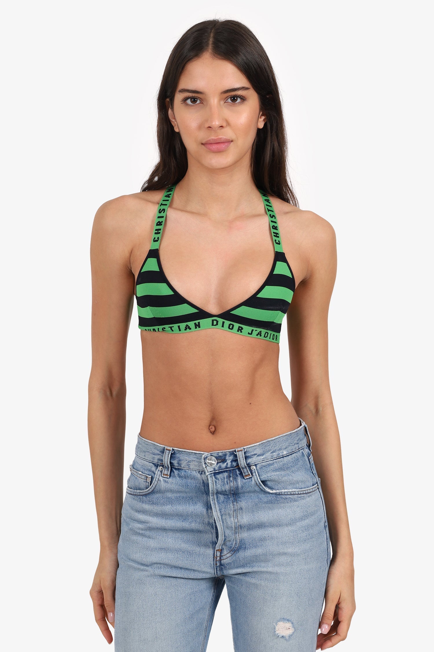 Dior Handbag Christian Knit Bralette Black Green