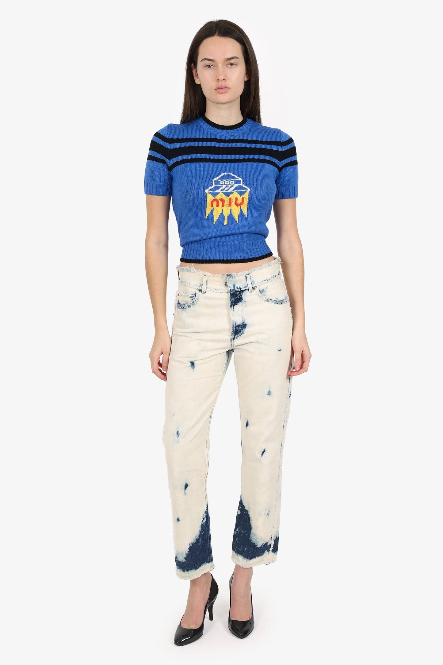 Dior Handbag Christian Tie Dye Frayed Edge Jeans