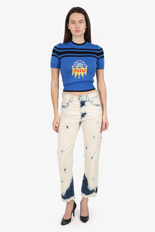 Dior Handbag Christian Tie Dye Frayed Edge Jeans