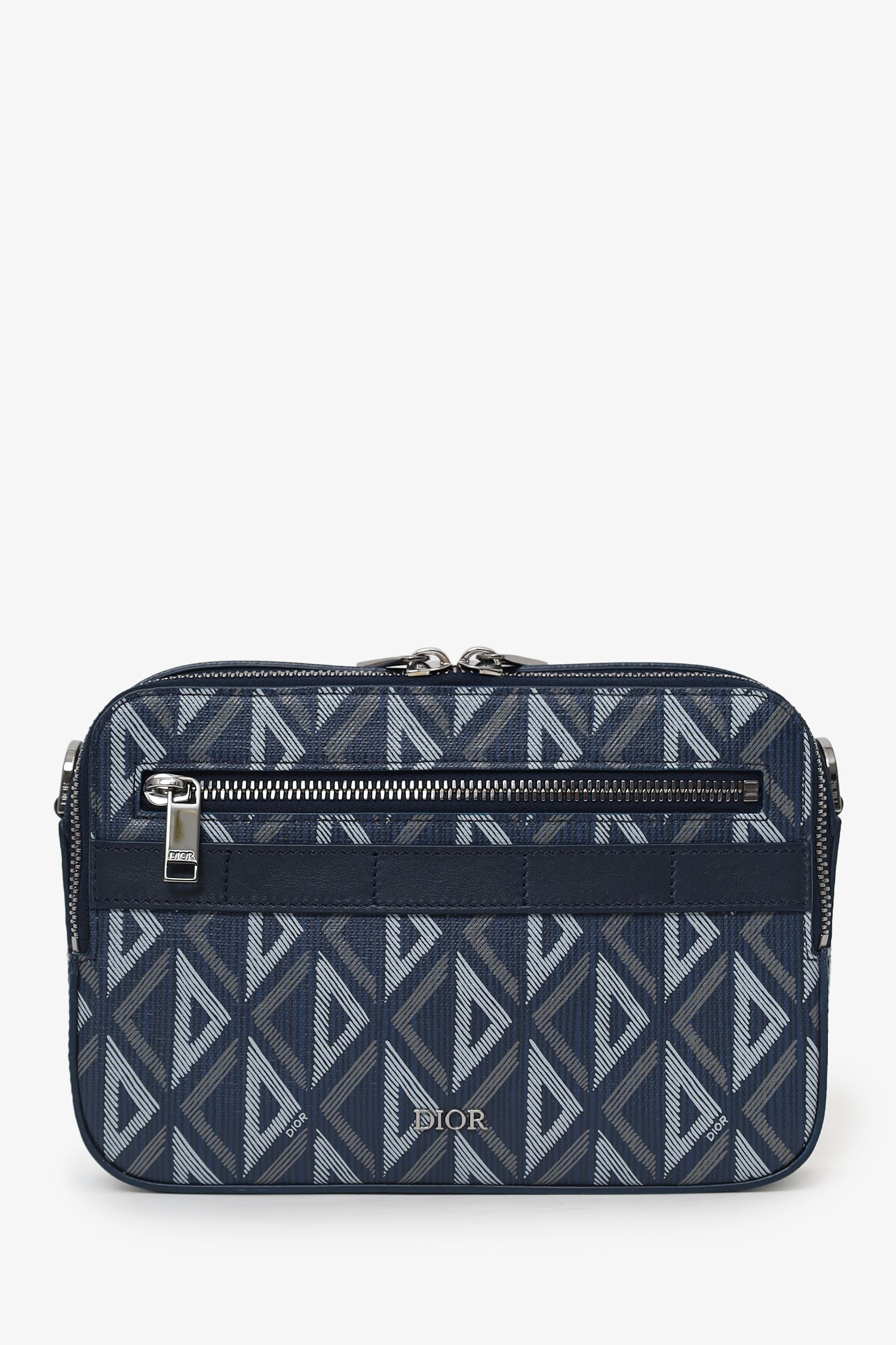 Dior Crossbody Bag Christian Coated CD Diamond Safari Messenger Canvas Navy