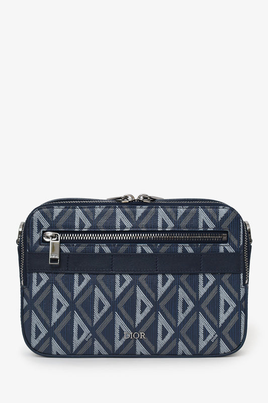 Dior Crossbody Bag Christian Coated CD Diamond Safari Messenger Canvas Navy