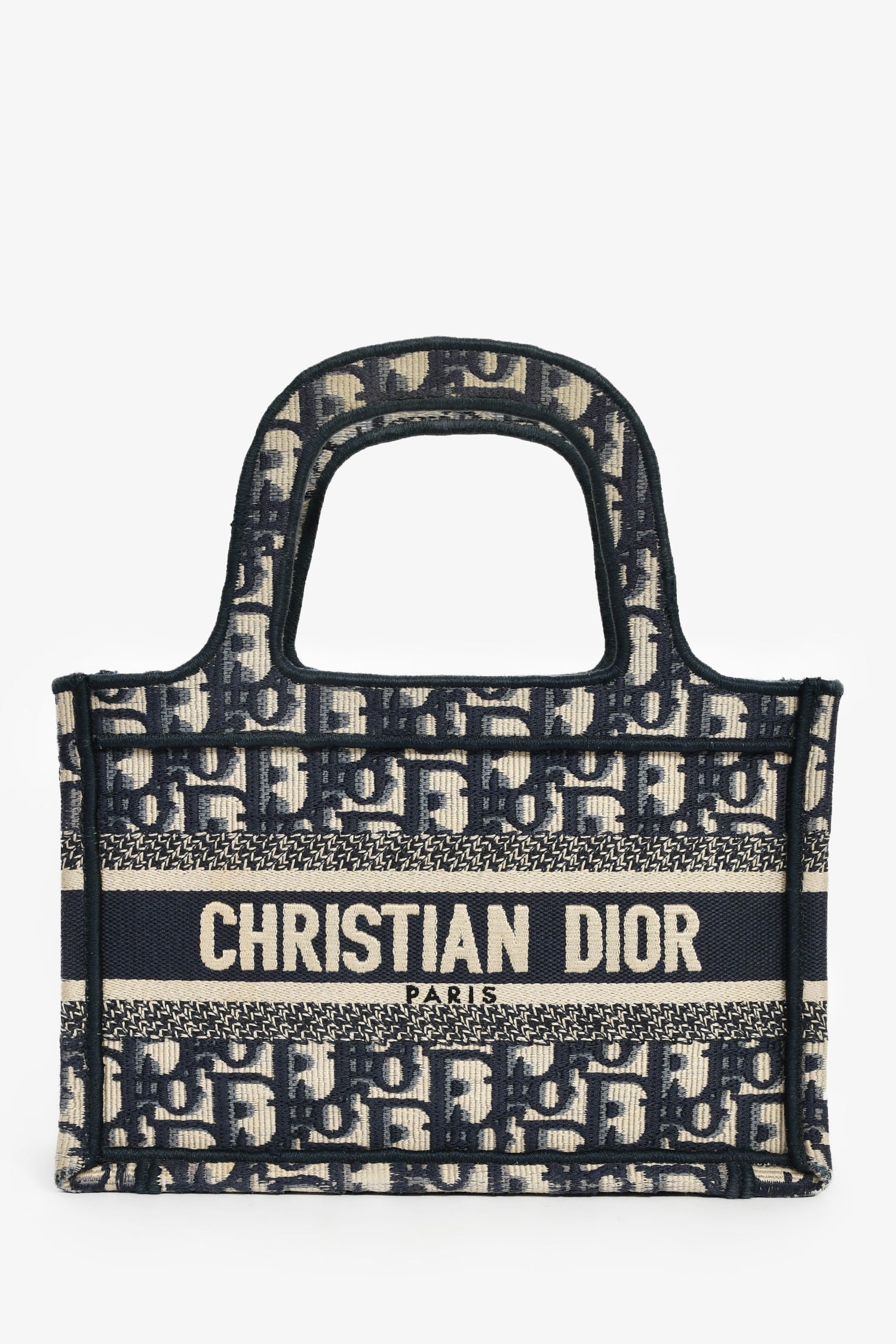 Dior Tote Bag Christian Oblique Book Tote 4 Navy Mini