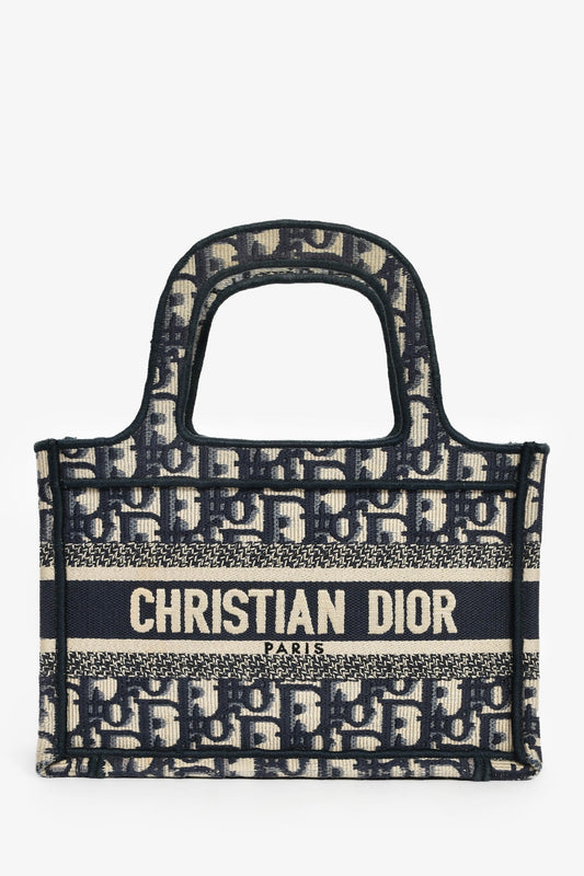 Dior Tote Bag Christian Oblique Book Tote 4 Navy Mini