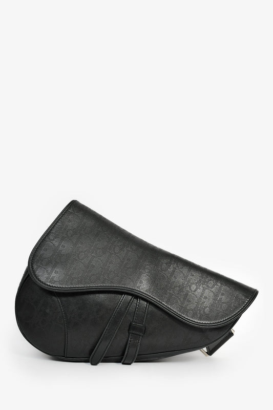 Dior Handbag Christian Oblique Saddle Bag Mens Leather Black