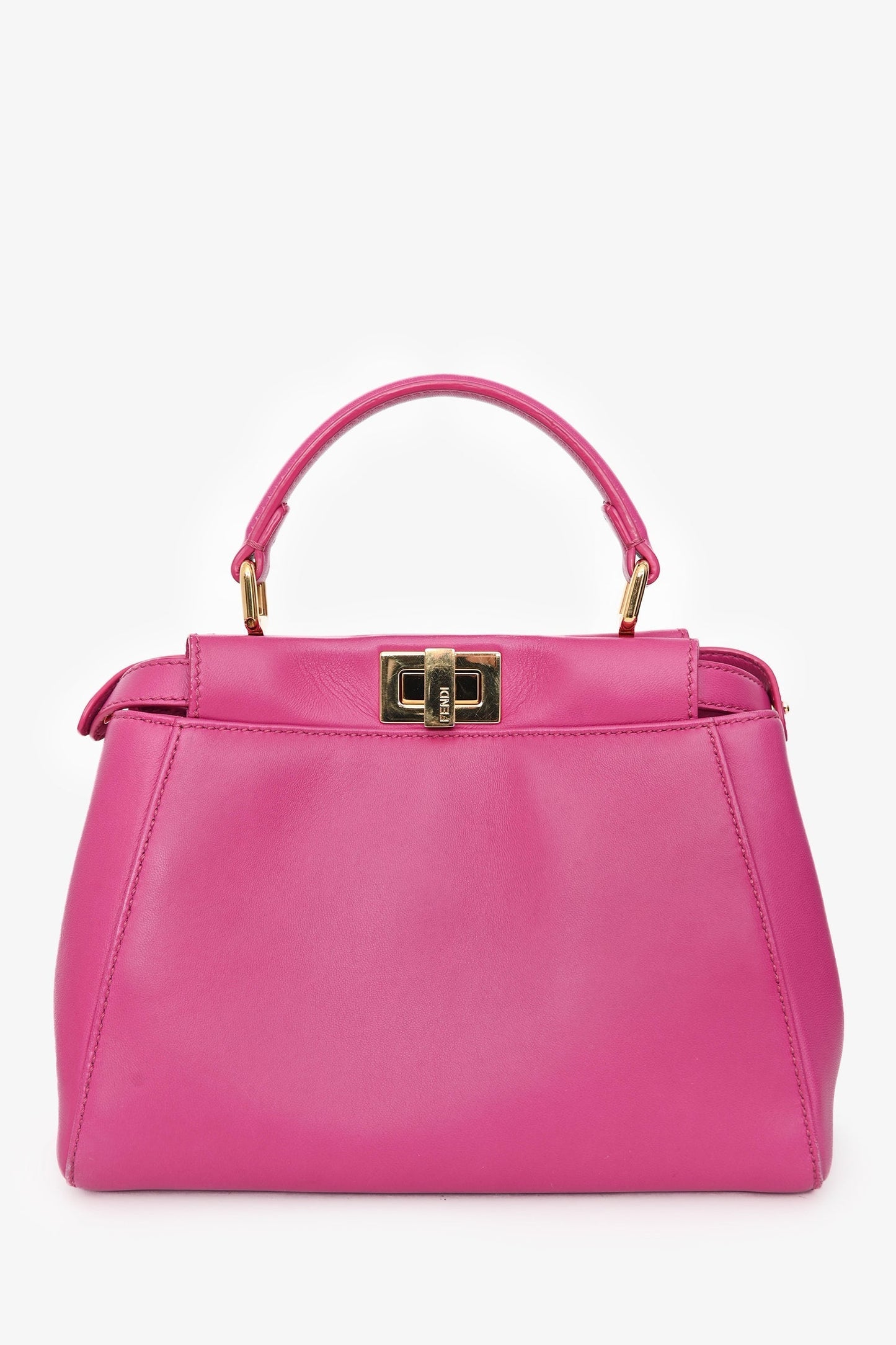 Fendi Bag Fuchsia Peekaboo Bag with Strap Leather Mini Top Handle Mini Bag