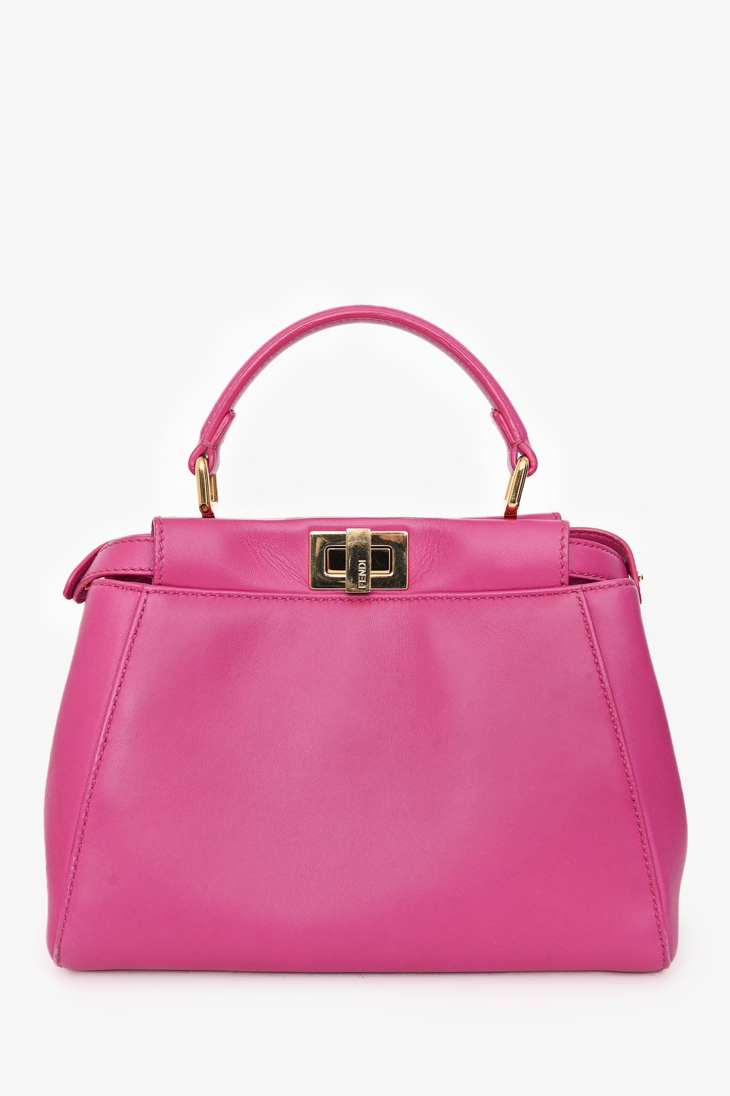 Fendi Bag Fuchsia Peekaboo Bag with Strap Leather Mini Top Handle Mini Bag