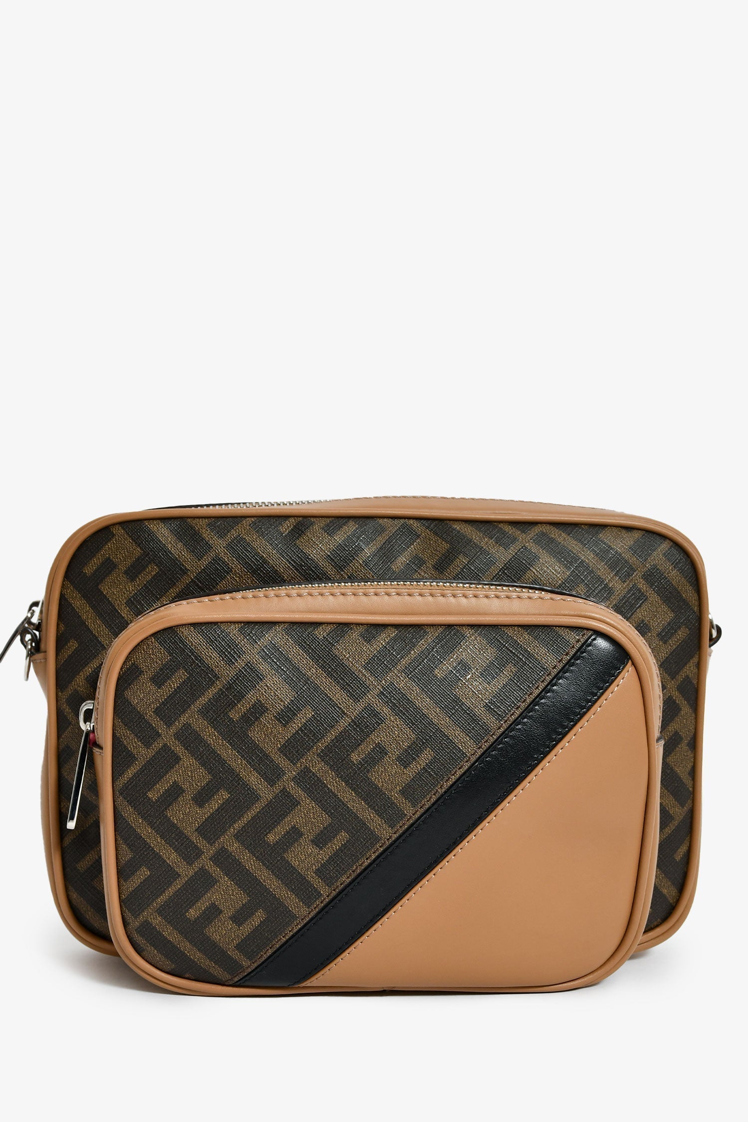 Fendi Crossbody Bag Zucca Diagonal Duo Camera Case Canvas