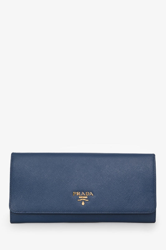 Prada Handbag Wallet On Saffiano Blue Chain