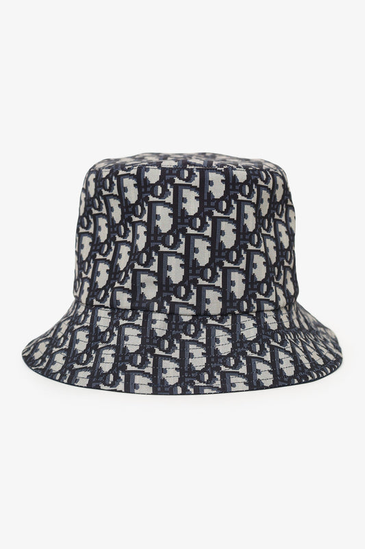 Dior Bag Christian Oblique Reversible Hat Blue Navy Bucket Bucket Bag