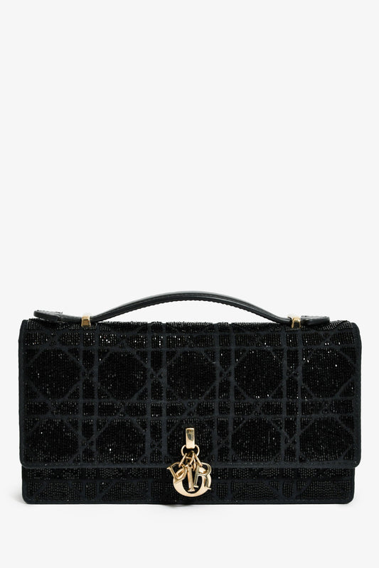 Dior Bag Christian Bead Embellished My with Black Mini Chain Mini Bag