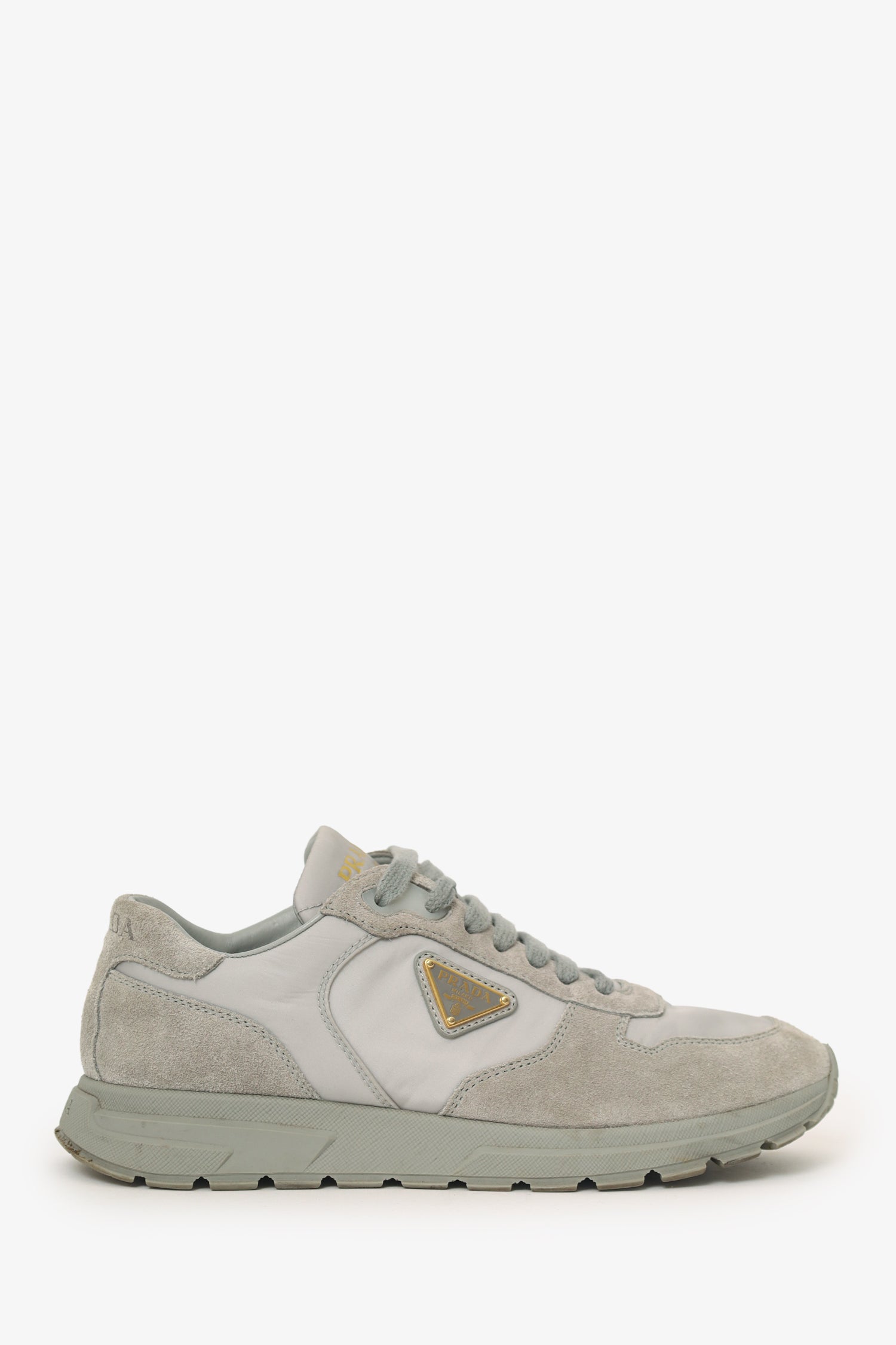 Prada Handbag Grey Sneakers Suede Nylon Gray Shoes