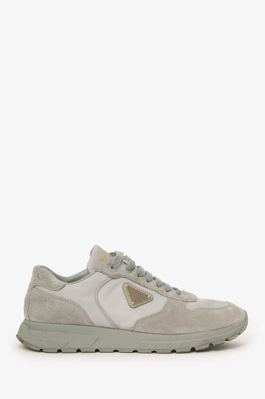 Prada Handbag Grey Sneakers Suede Nylon Gray Shoes