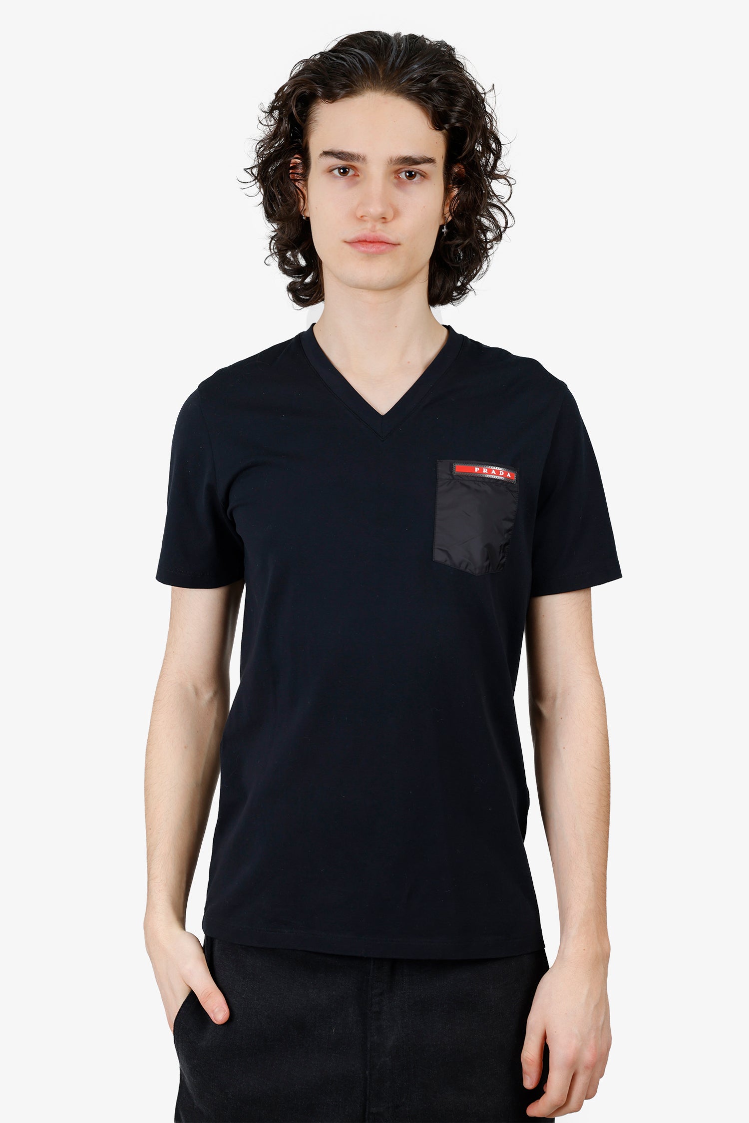 Prada Handbag Sport V-Neck T-Shirt Black
