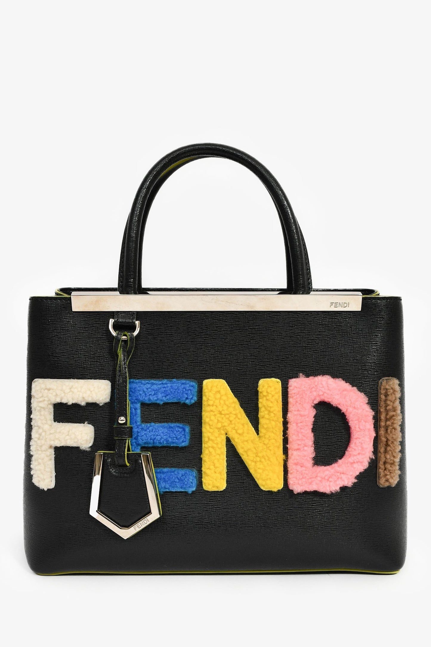 Fendi Multi Shearling Petite 2Jours Tote Black Tote Bag