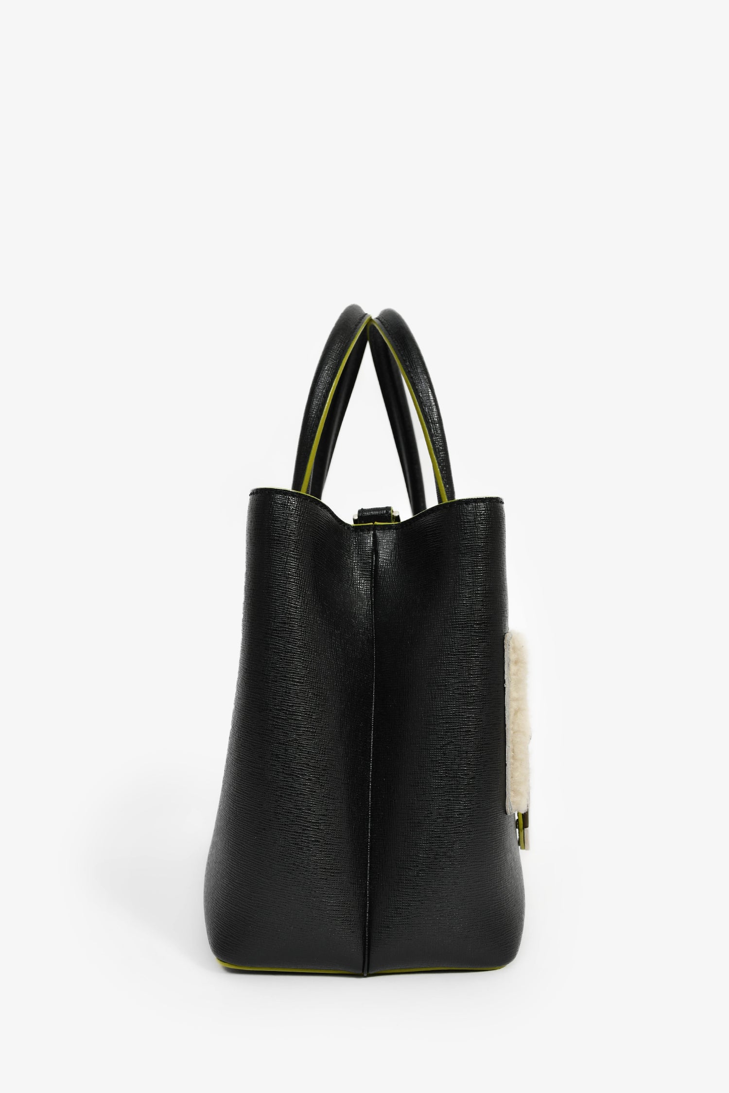Fendi Multi Shearling Petite 2Jours Tote Black Tote Bag