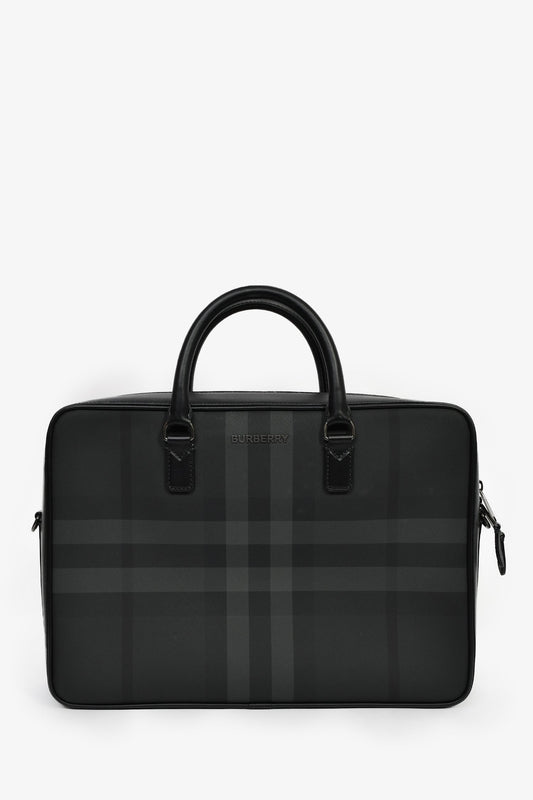 Burberry Ainsworth Briefcase With Strap Handbag Leather Black Travel Bag