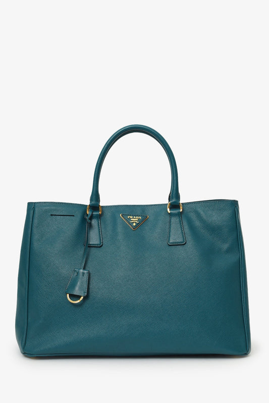 Prada Tote Bag Turquoise Lux Leather Saffiano