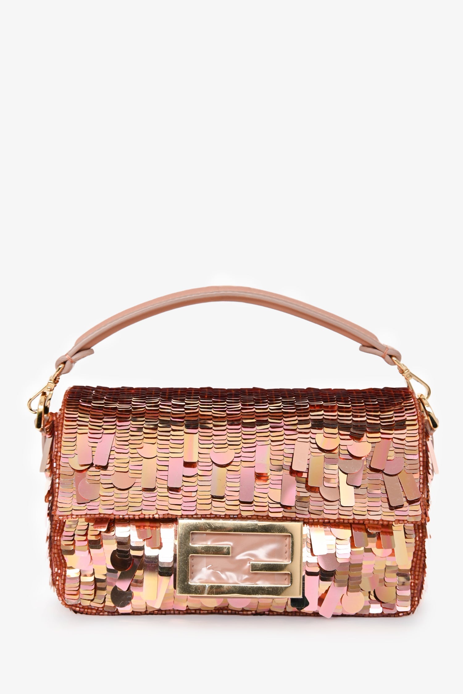 Fendi Bag Sequin FF uette Bag with Strap Pink Mini Mini Bag