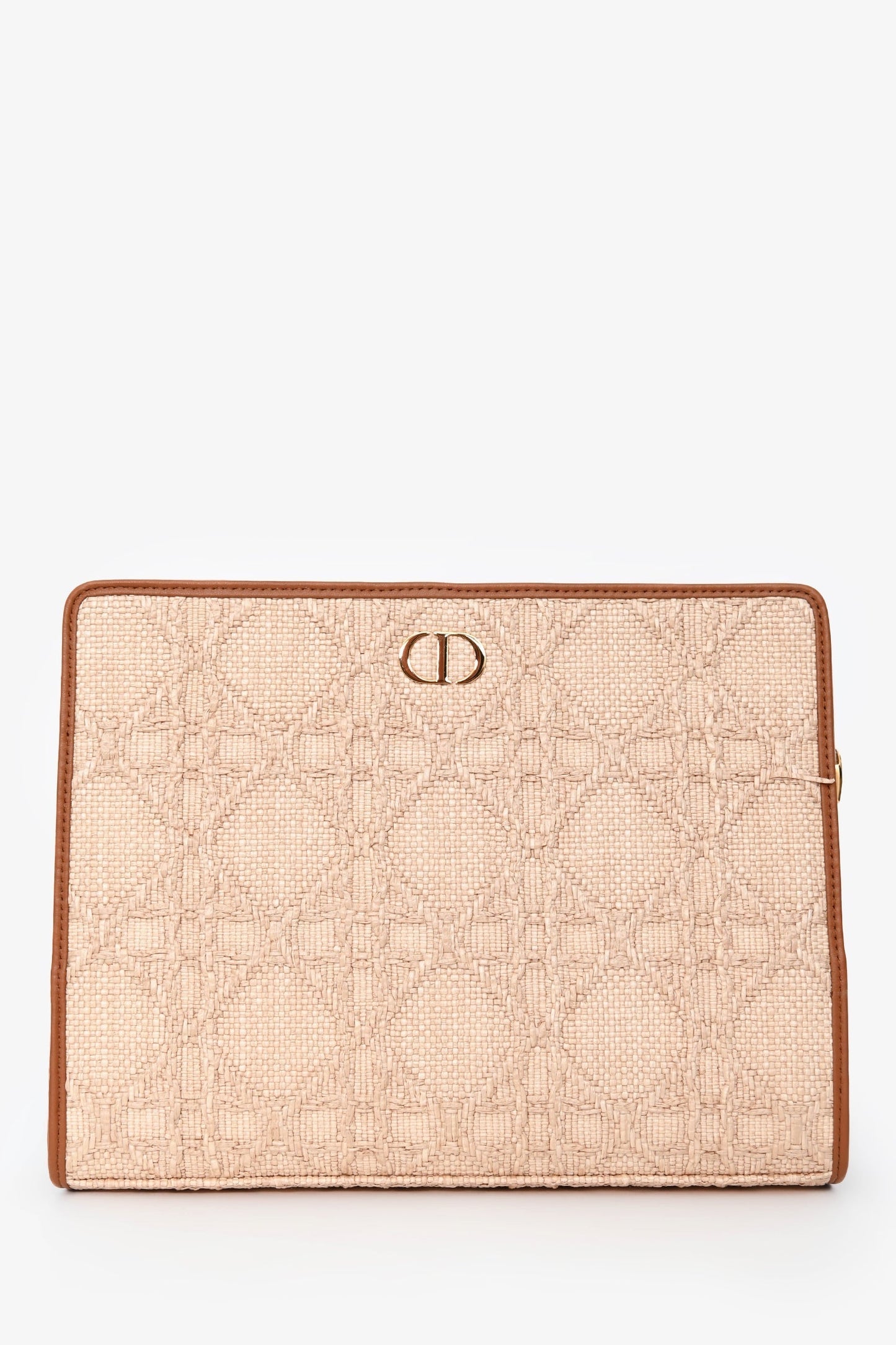 Dior Clutch Bag Christian Straw Clutch Brown Logo