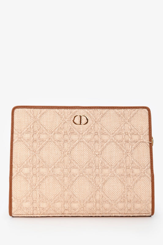 Dior Clutch Bag Christian Straw Clutch Brown Logo