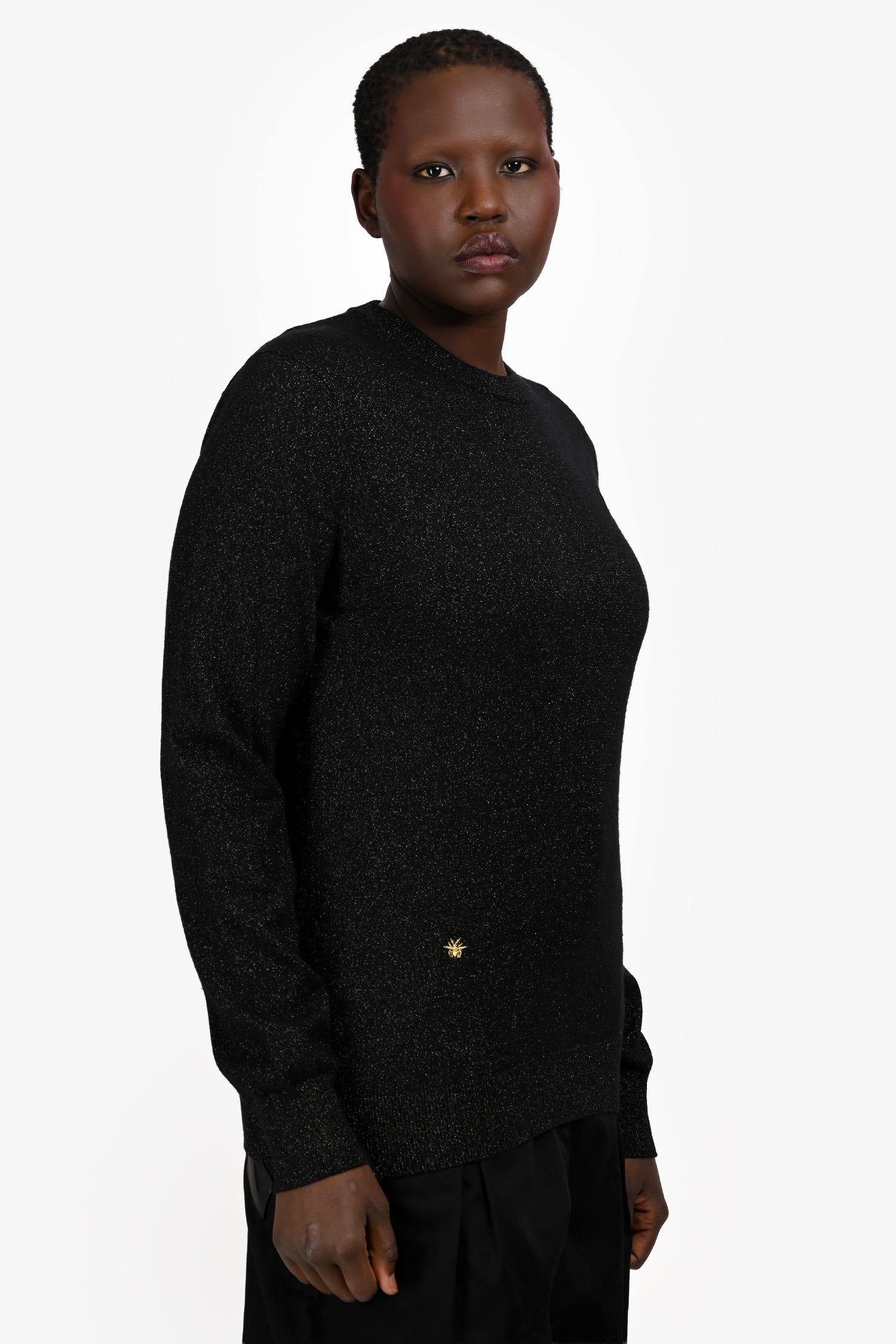 Dior Handbag Christian Cashmere Sparkly Sweater Black