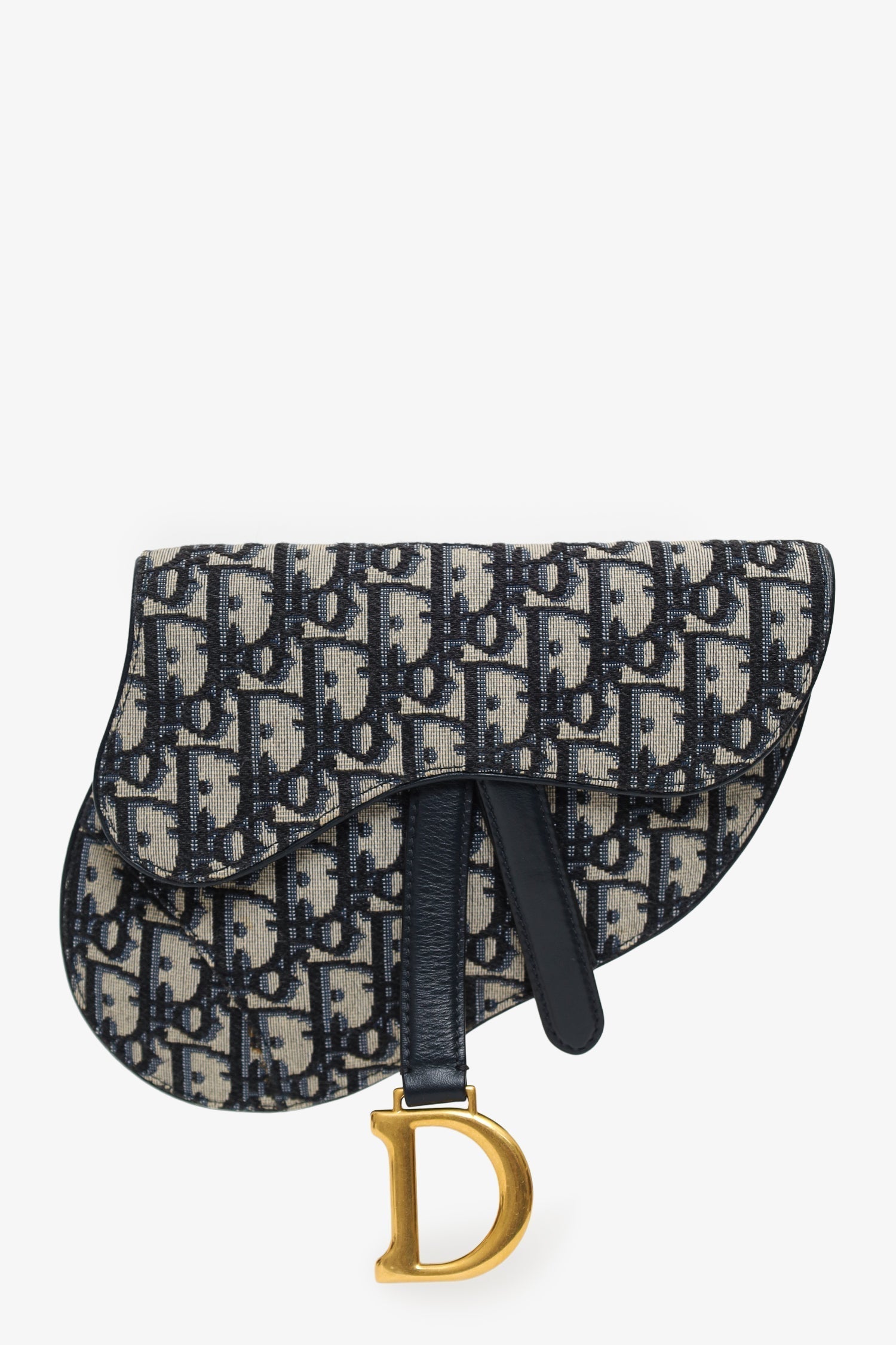 Dior Handbag Christian Oblique Saddle Belt Bag Canvas Navy