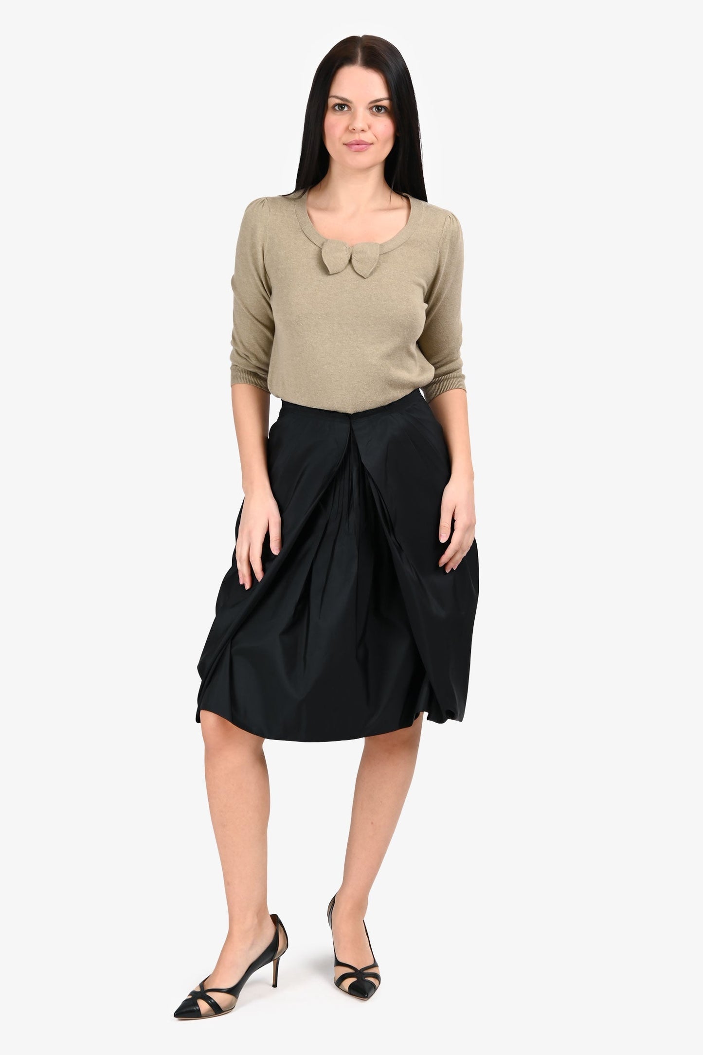 Prada Handbag Ruched Skirt Nylon Black