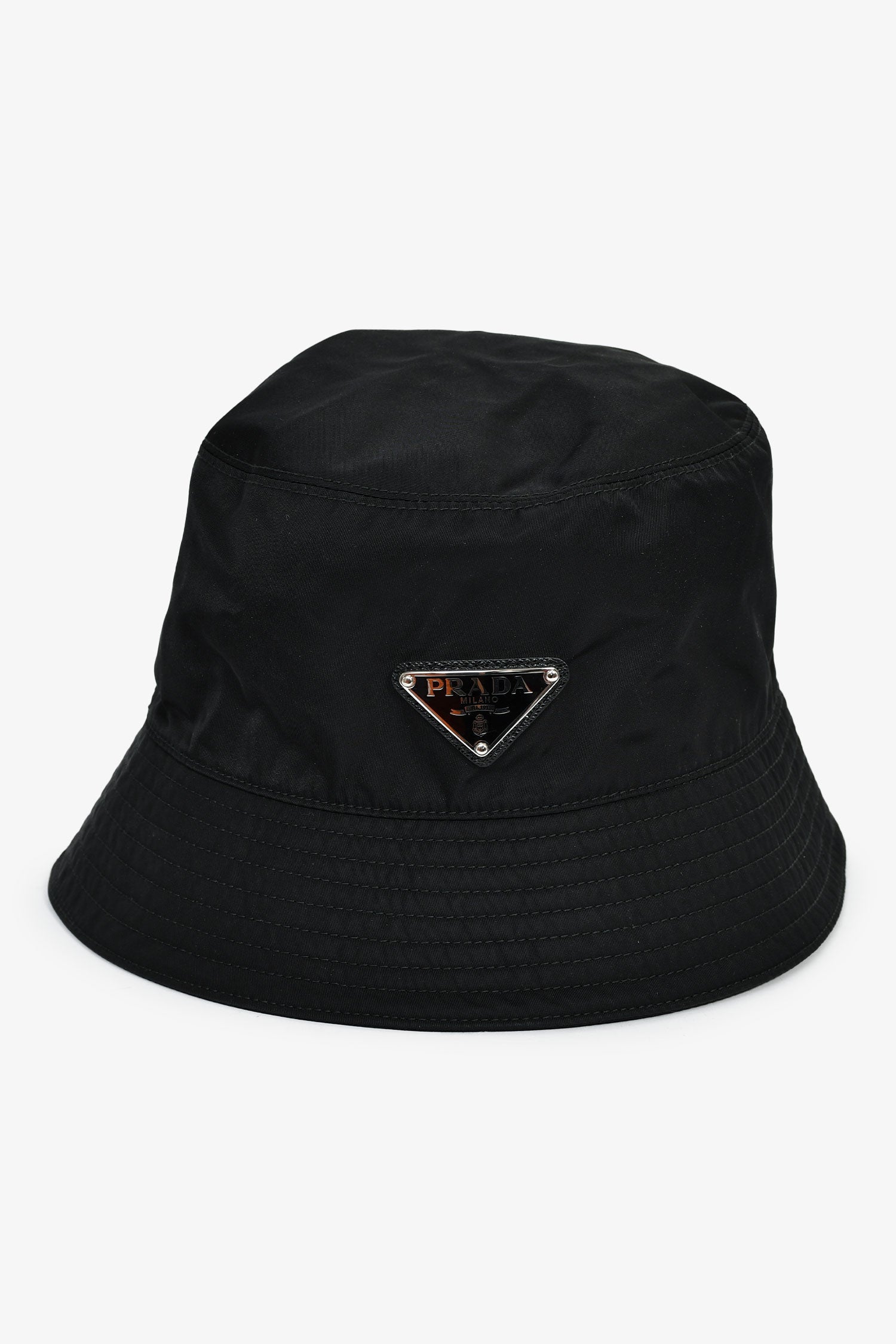Prada Bag Re- Hat Nylon Black Bucket Bucket Bag Hat Size S