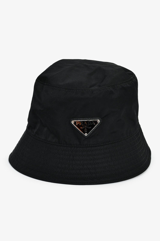Prada Bag Re- Hat Nylon Black Bucket Bucket Bag Hat Size S
